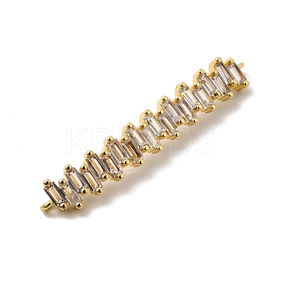 Brass Pave Clear Cubic Zirconia Stick Connector Charms KK-I360-026G-1