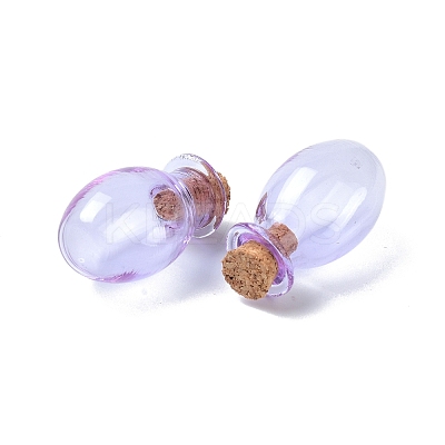 Oval Glass Cork Bottles Ornament AJEW-O032-03H-1