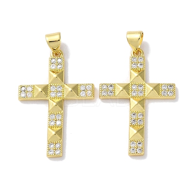 Rack Plating Brass Micro Pave Cubic Zirconia Pendants KK-Z039-04G-1