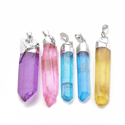 Natural Quartz Crystal Pointed Pendants G-S279-23-1