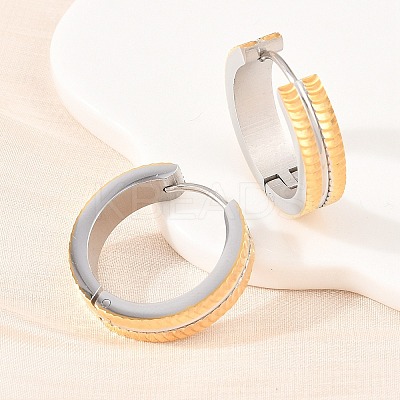 304 Stainless Steel Two Tone Hoop Earrings EJEW-L307-02GP-1