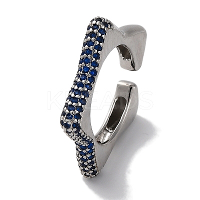 Rack Plating Star Brass Cubic Zirconia Open Cuff Rings for Women RJEW-S242-02P-A-1