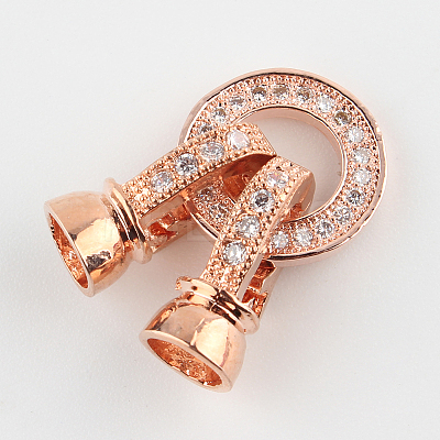 Brass Micro Pave Cubic Zirconia Fold Over Clasps ZIRC-P003-27RG-1
