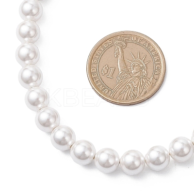8MM Round White Shell Pearl Beaded Necklaces NJEW-JN05700-1
