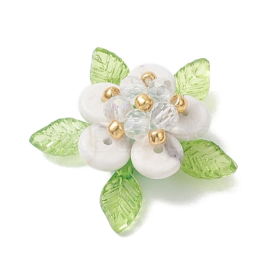 Natural Howlite & Glass Pendants PALLOY-MZ01192-01-1