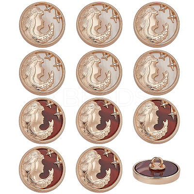 12Pcs 2 Colors Zinc Alloy Resin Shank Buttons BUTT-AR0001-31-1