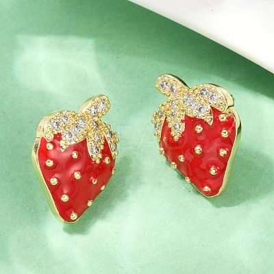 Brass Micro Pave Clear Cubic Zirconia Stud Earrings EJEW-F895-27C-01G-1