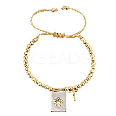 Adjustable Brass & Natural Shell Charm Bracelets MV3027-1