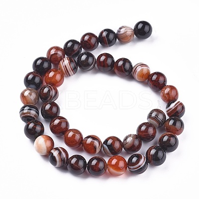 Natural Striped Agate/Banded Agate Beads Strands G-I261-C05-10mm-1