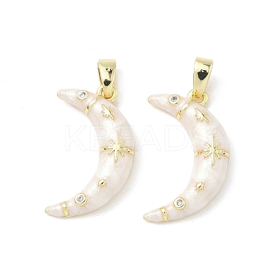 Brass Micro Pave Cubic Zirconia with Enamel Pendants KK-Z134-13G-01-1