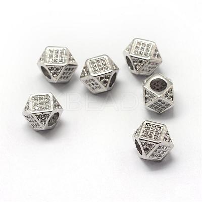 Rack Plating Brass Cubic Zirconia Beads ZIRC-S029-02P-1