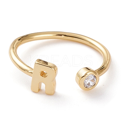 Brass Micro Pave Clear Cubic Zirconia Cuff Rings RJEW-Z005-R-G-1