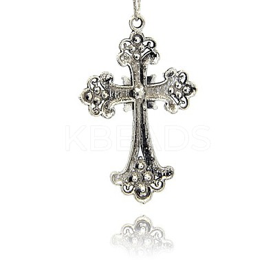 Alloy Rhinestone Cross Big Pendants TIBE-M001-167-1