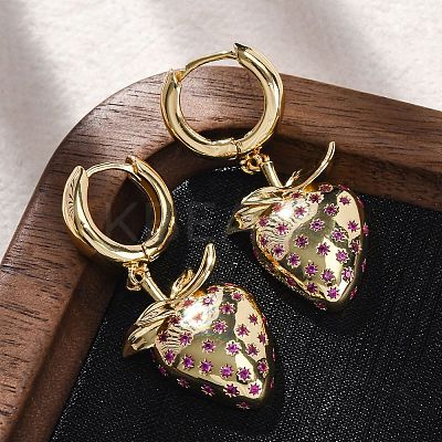 Brass Micro Pave Cubic Zirconia Hoop Earrings EJEW-R016-23G-1