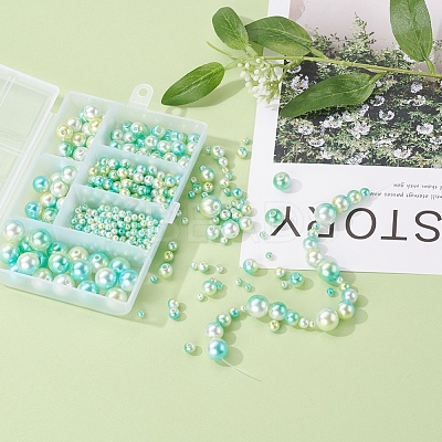 497Pcs 5 Style Rainbow ABS Plastic Imitation Pearl Beads OACR-YW0001-07E-1