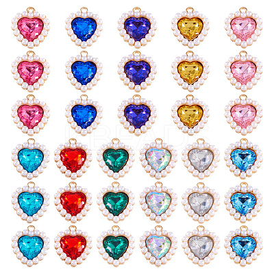 44Pcs 11 Colors Alloy Rhinestone Pendants ALRI-TA0001-27-1
