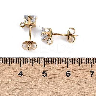 Ion Plating(IP) 304 Stainless Steel Cubic Zirconia Stud Earring Findings STAS-P373-06B-04-1