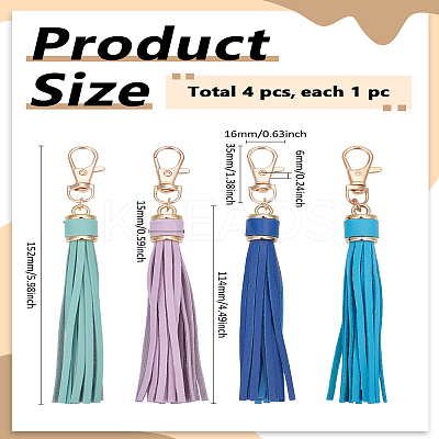 4Pcs 4 Colors PU Leather Tassel Pendants FIND-LP0007-24C-1