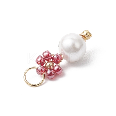 Glass Seed Beaded Flower Pendants PALLOY-MZ00678-1