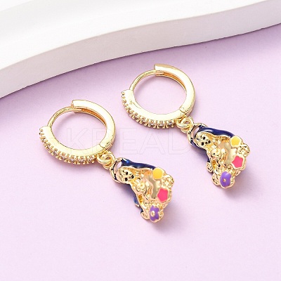 Brass Micro Pave Cubic Zirconia Human Hoop Earrings EJEW-A149-05G-1
