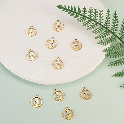 304 Stainless Steel Pendants LS-STAS-CJC0001-01G-1