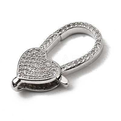 Brass Clear Cubic Zirconia Lobster Claw Clasps KK-Z078-46C-P-1