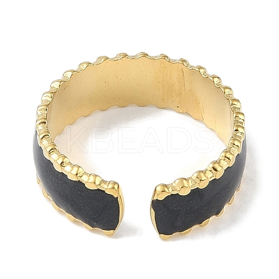 Ion Plating(IP) 304 Stainless Steel Enamel Cuff Finger Rings RJEW-L107-083G-02-1