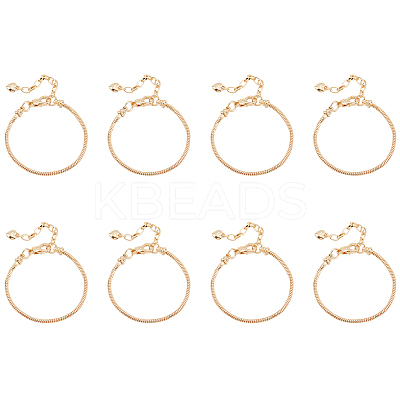 8Pcs Brass Round Snake Chain Bracelet for Men Women BJEW-PH0004-28-1
