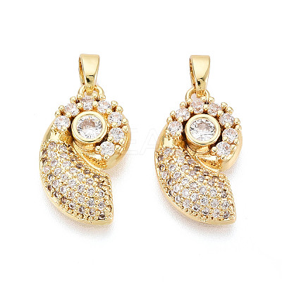 Brass Micro Pave Clear Cubic Zirconia Pendants KK-N259-11G-1