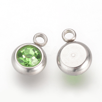 201 Stainless Steel Rhinestone Charms X-STAS-S068-08-1