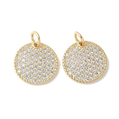 Brass Micro Pave Clear Cubic Zirconia Pendants KK-Q031-17G-1