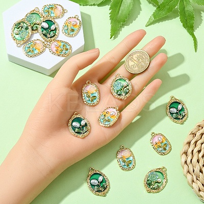 16pcs 4 styles Rack Plating Alloy Enamel Pendants ENAM-YW0005-42-1