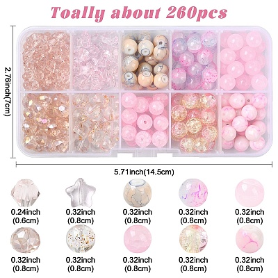 260Pcs 10 Styles Baking Paint Glass Beads DGLA-YW0001-49-1