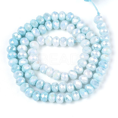 Anti-Tarnish Electroplate Rondelle Glass Beads Strands EGLA-T021-6mm-17-07-1
