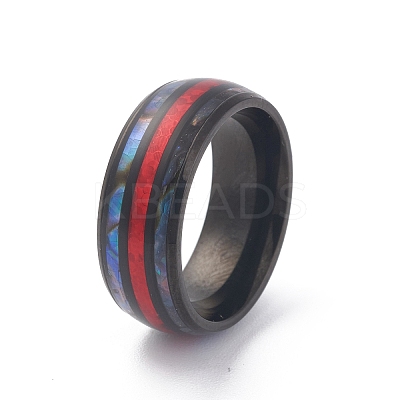 Ion Plating(IP) 304 Stainless Steel Paua Shell Cuff Ring for Women LS-RJEW-M014-01B-F-1
