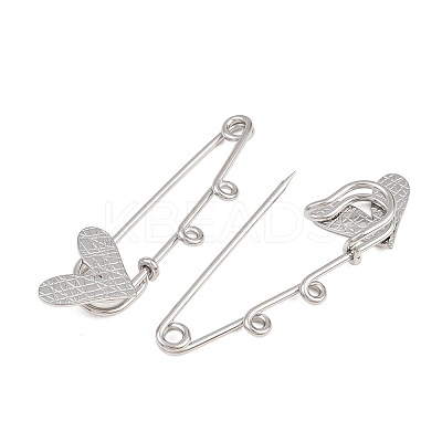 Crisscross Heart 304 Stainless Steel Safety Pins Brooch Findings SA-CBA098D-15E-P02-1