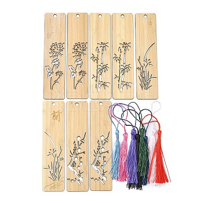 8Pcs Chinese Style Bamboo Bookmarks AJEW-FH0003-34-1