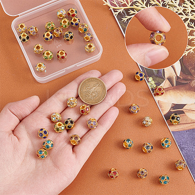 40Pcs 10 Colors Brass Rhinestone Beads KK-PH0006-03-1