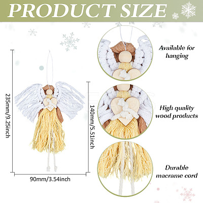 4Pcs Angel Handmade Woven Macrame Cotton Thread Pendant Decorations HJEW-MA00018-1