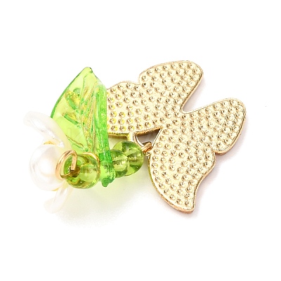8Pcs 8 Colors Glass Seed Beaded Butterfly & Flower Pendants PALLOY-JF04461-1