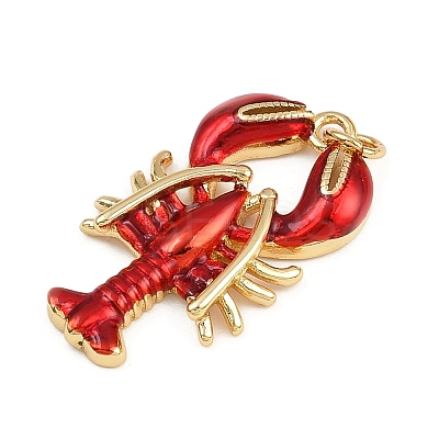 Brass Red Enamel Pendants X-KK-C116-03A-G-1