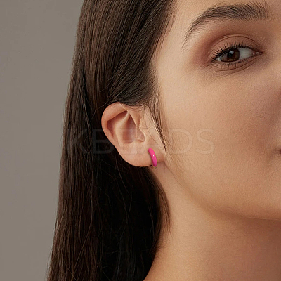 4 Pairs 4 Colors Alloy Enamel Huggie Hoop Earrings for Women EJEW-HY0001-23B-1