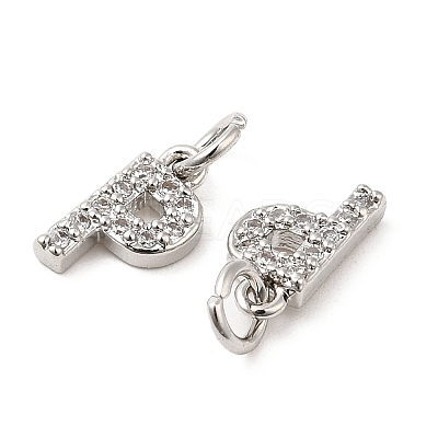 Brass Micro Pave Grade AAA Cubic Zirconia Charms ZIRC-P067-11P-P-NR-1