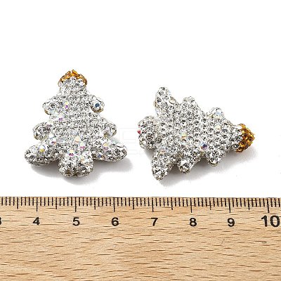 Christmas Tree Polymer Clay Rhinestone Beads CLAY-NH0001-10B-1