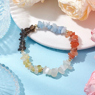 Gemini Guardian Gemstone Stretch Bracelets BJEW-JB11108-05-1