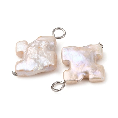 Natural Baroque Keshi Pearl Cross Pendants PALLOY-JF04209-02-1