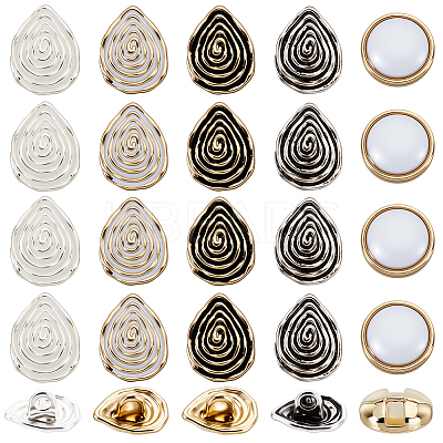 50Pcs 5 Styles Alloy Buttons BUTT-PH0001-46-1