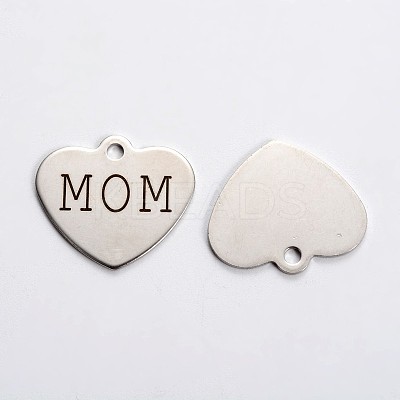 Mother's Day Non-Tarnish 201 Stainless Steel Family Theme Heart Pendants STAS-L165-B03-1