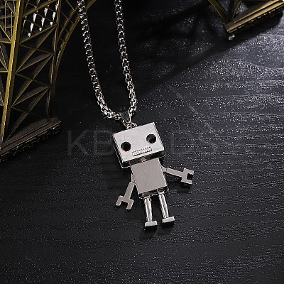 Alloy Robot Pendant 201 Stainless Steel Box Chain Necklaces FS-WG372FC-04-1