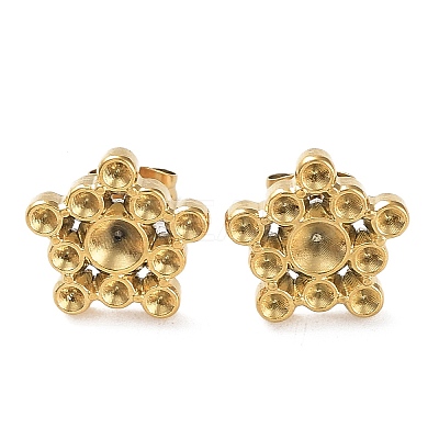 Ion Plating(IP) 304 Stainless Steel Stud Earrings Findings STAS-M323-17G-1